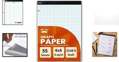 Graph Paper Pad 8.5×11 Inches, 55 Sheets, 3-Hole Punched for Engineers