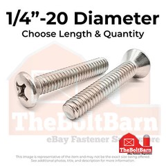 1/4″-20 18-8 Stainless Steel Phillips Oval Head Machine Screws (Pick Length&Qty)