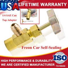 Self-Sealing A/C Can Tap Dispenser Valve Recharge Tank Adapter 1/4SAE hose Self