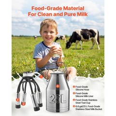 Uimoso Electric Milking Machine with 6.6 Gal / 25 L Bucket for Cows