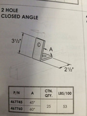 2-Hole 45° Closed Corner Angle for Unistrut B-Line Channel P1186 PT-402-45