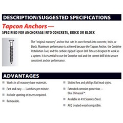 Tapcon 3/16″ x 2-3/4″ Hex Head Concrete Anchor Screws 3145407 | 100 Pack | Drill
