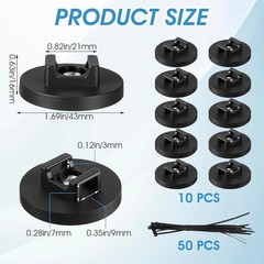 60 Pieces Magnetic Zip Tie Mount Multipurpose Cable Holder Magnets Bases