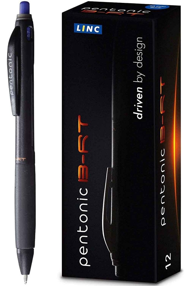 Pentonic BR-T Retractable Ballpoint Pens, 12 Count, Blue Ink, 0.7 mm Fine Poi…