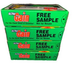 4 Ultra Gain Laundry Detergent 3.7 oz Sample Box 1991 Freshens Like Sunshine H3