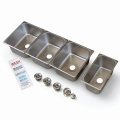 4-Compartment Drop-in Concession Sink Kit w Strainers & Stickers (Large)