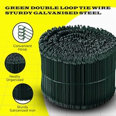 Double loop wire ties 8 inch 1000pc green PVC coated 17 gauge SIMBASTEEL