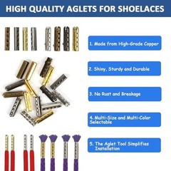 Metal Aglets for Shoelaces – 200Pcs in 4 Colors & Sizes + Crimping Tool, Repair