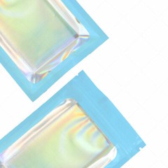 Multi-Size Double-sided Blue Glossy Foil Mylar Flat Zip Lock Bag w/Front Window