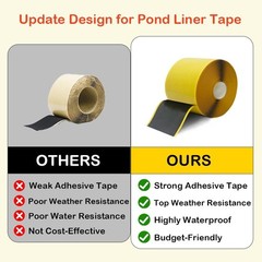 4 Pack Pond Liner Seam Tape Bulk, Total 3″ x 131′ Heavy Duty Double Sided Butyl