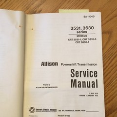 Allison 3531 3630 Series SERVICE SHOP REPAIR O/H MANUAL Transmission pn SA1104D