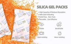 5Pcs 200g Reusable Silica Gel Desiccant Packets, Moisture Absorbers for Storage