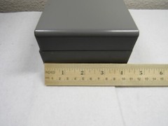 Vintage metal card file hinged top grey