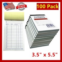 100 Pack – Sales Book Order Receipt Invoice Carbonless Copy 50 Sets 3.5″ X 5.5″