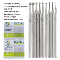 Wave Dental Carbide Bur Round HP 1 2 3 4 5 6 8 10 44.5mm Long Straight Low Speed