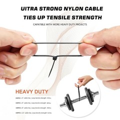 Zip Ties Assorted Sizes(4”+6”+8”+12”), 2000 Pack,Black Cable Ties,Multi-Purpose