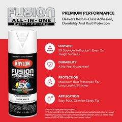 Krylon Fusion All-In-One Adhesive Spray Paint for 12 Ounce (Pack of 1), White