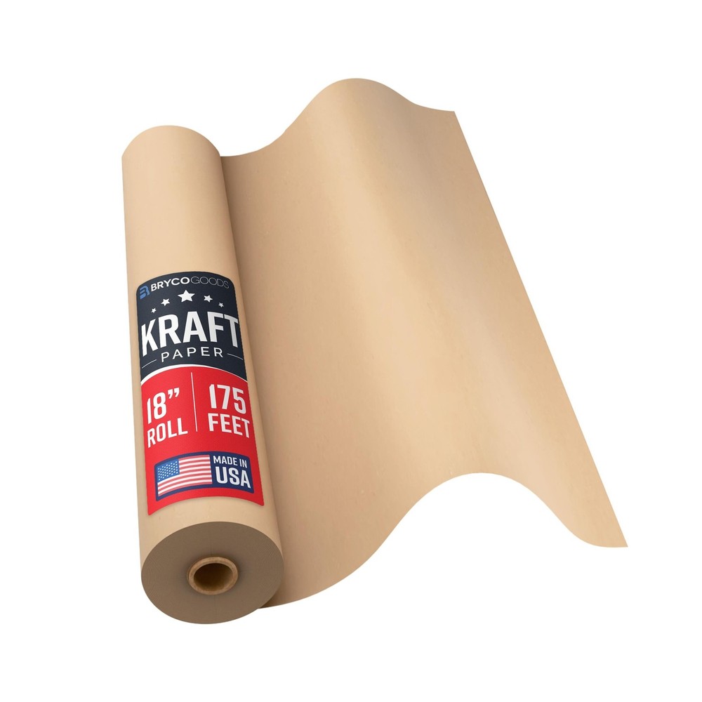 Bryco Goods Jumbo Kraft Paper Roll – Brown – 18″ x 2100″ (175′)… USA FAST SHIP