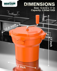 Commercial Salad Spinner – 2.5 Gallon Salad Dryer W/Aluminum Handle & Draining H