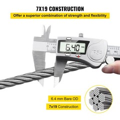 VEVOR T304 Stainless Steel Cable 1/4″ 7×19 Steel Wire Rope 200ft Cable Railing