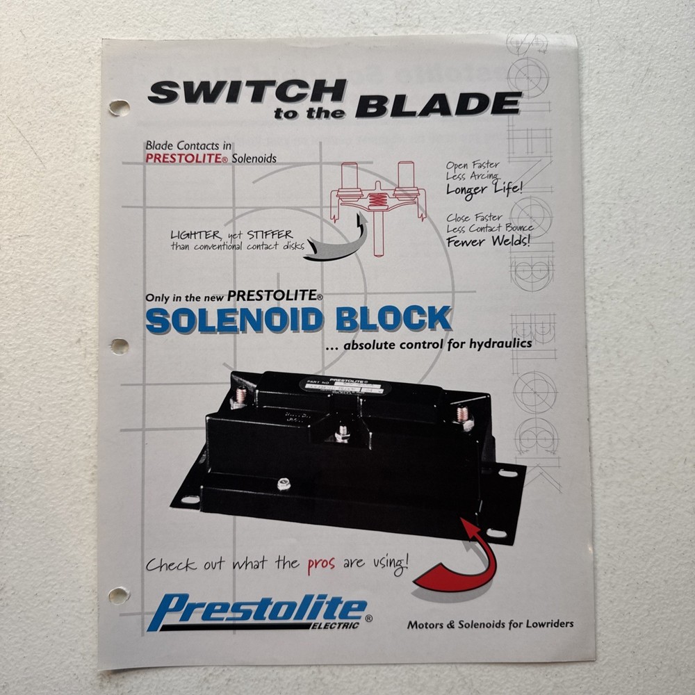 Prestolite Electric Solenoid Block Part No. WSV-4005A Sales Brochure