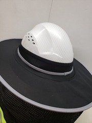 Black Hard Hat Sun Shade Visor Full Brim Mesh Neck REFLECTIVE STRIPE (NEW DESIGN