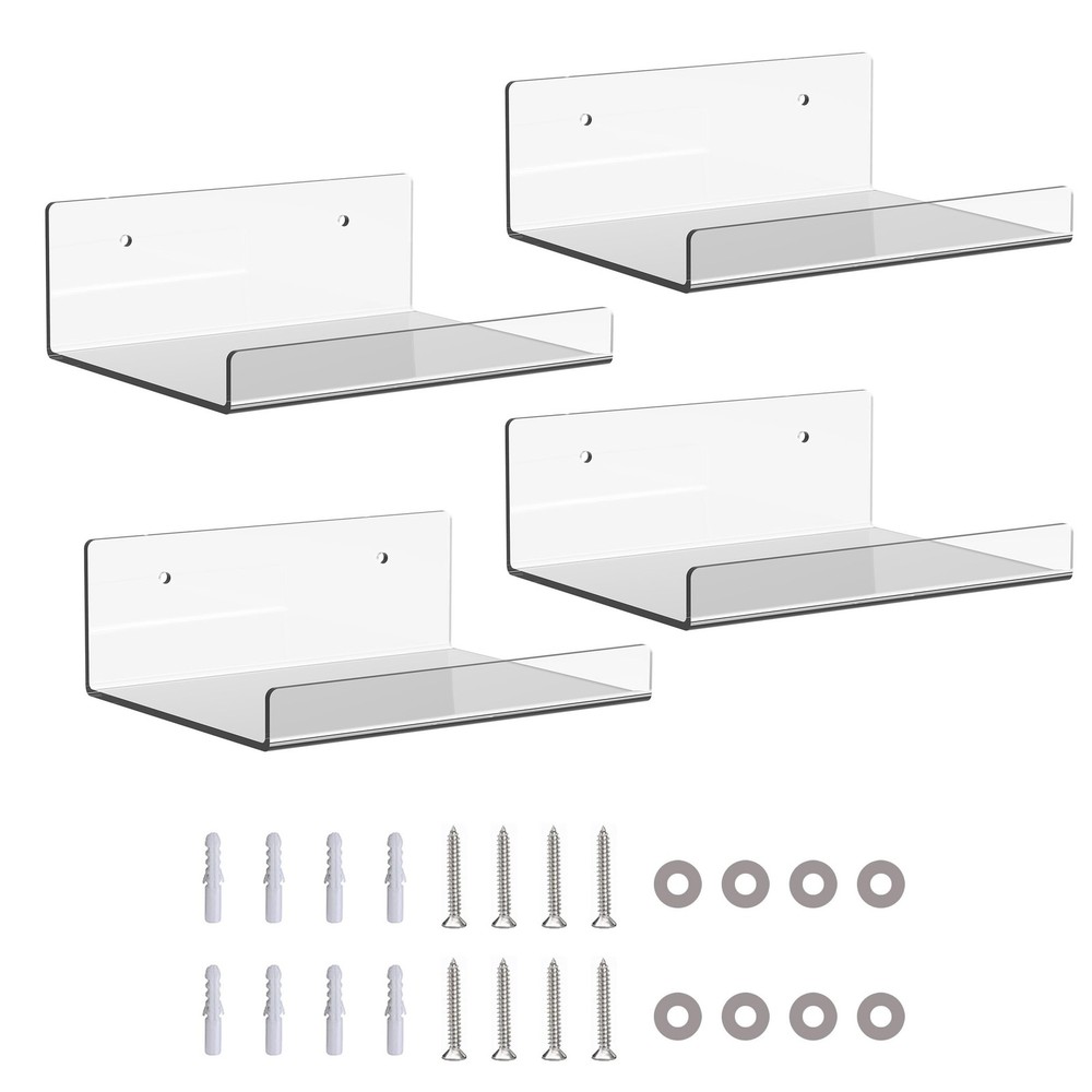 4 Pack 6-inch Wall-Mounted Acrylic Shelves Suitable for Wall-Mounted Display …