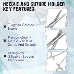 Mayo Hegar Needle Holder Needle Driver with Strong Lock, Serrated Jaws for Preci