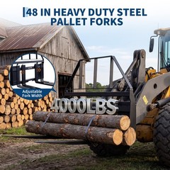 4000 Lbs Quick Attach Pallet Forks 45″ Frame 48″ Blades for Skid Steer Tractors