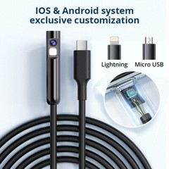 1920P HD Endoscope Borescope 8mm Inspection Snake Camera for iPhone Android iOS
