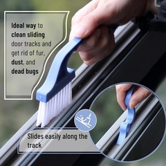 Window Track Cleaning Brush with Ergonomic Hadle and Built-in Scraper, Multipur