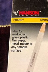 NEW HANSON Phano WHITE China Marker Peel Off Box of 12 Markers NIB Blanc pencils