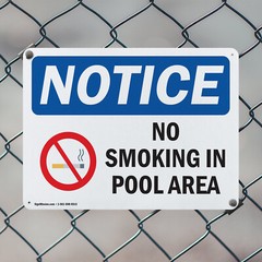 (2 Pack) No Smoking In Pool Area OSHA Notice Sign Decal Metal Plastic
