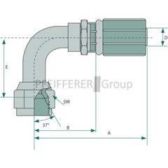 GATES Press Nipple – JIC PNE 20 DKJ 1st 1/16″ 90° SL=58 V-No. 12G12FJX90M
