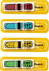 Message Sign Here Flags Assorted Colors 0.47 in Wide 4 Dispensers/Pack