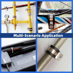 60 Pcs Cable Clamps Kit, 304 Stainless Steel Wire Clamps with Rubber Cushion