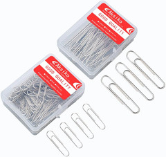 220pcs Silver Paper Clips, Medium and Jumbo Size (1.3 inch & 2 inch) Office Pape