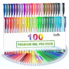Lineon 100 Pack Gel 1 Count (Pack of 100), 50 Colors Pens with 50 Refills