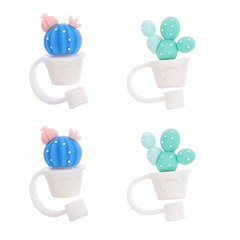 TEONEI Cactus Shape Straw Covers Caps,Straw Tip Small, Assorted
