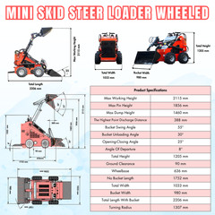 Mini Skid Steer Loader Wheel TYPHON STOMP 503 22.1HP Honda Gas Engine Free Ship