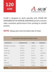 A-SUB Sublimation Paper 11×17 125g 110 Sheets Heat Transfer Sublimation Printer