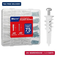 Self Drilling Drywall Anchors with Screws Kit 120 Pcs, No Pre Drill Required ..