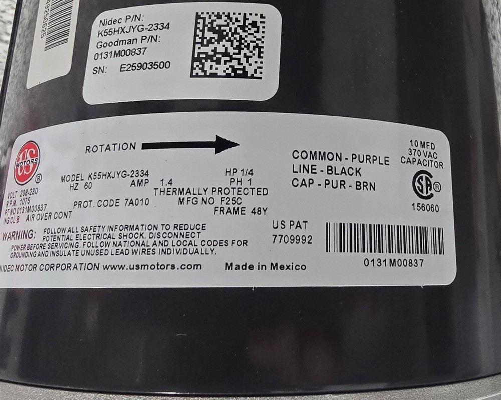 Amana-Goodman 0131M00837 COND FAN MOTOR