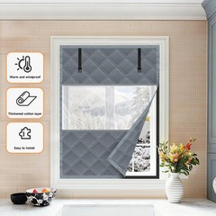 Winter Visible Insulated Window Curtain 47″x63″, Oxford Cloth Thermal Insulat…