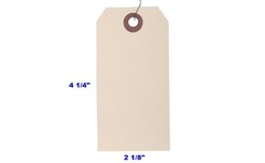 1000- 4 1/4″ x 2 1/8″ Size 4 Manila Inventory Shipping Hang Tags with Wire 13 Pt