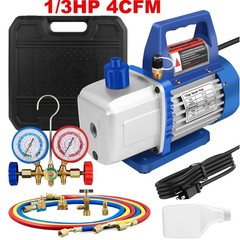 4 CFM 1/3hp Air Vacuum Pump HVAC Refrigeration AC Manifold Gauge Set R134a Kit
