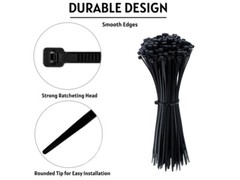 100 BLACK NYLON CABLE ZIP TIES Heavy Duty UV Resistant 4 6 8 10 12 15 18 24 & 36