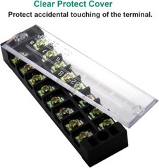1-10 Sets 8 Positions Dual Row 600V 25A Screw Terminal Strip Blocks with Cover