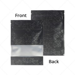 Multi-Size Silver Inside Matte Black Aluminium Mylar Flat Zip Lock Bag w/ Window