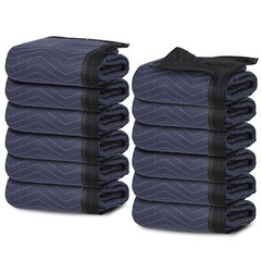 12 Pack 72×80″ Sturdy Professional Quality Quilted Black Moving Blankets